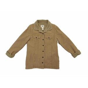 Old Navy Corduroy Sherpa Trucker Jacket Womens Size Medium Tan Brown Long Sleeve